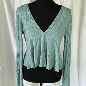 Women’s Teal V neck Blouse